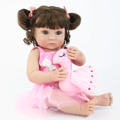 Bebê Realista Boneca Reborn Vestido Rosa 100% Silicone Macio - loja online