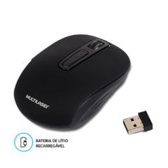 Mouse Sem Fio Com Bateria Lítio Usb Recarregável Multilaser - comprar online