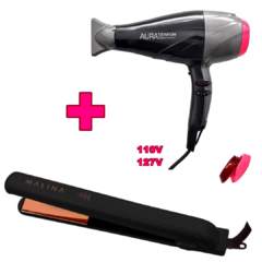 Kit Secador Cabelo 2300w-110v+ Prancha Malina Black Titanium na internet