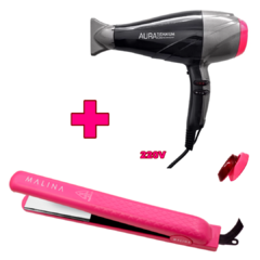 Kit Secador Cabelo 2300w- 220v+ Prancha Malina Pink Titanium na internet