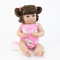 Bebê Realista Boneca Reborn Vestido Rosa 100% Silicone Macio