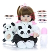 Bebê Boneca Reborn Roupa Panda Olhos Azuis 48cm