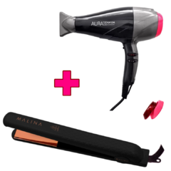 Kit Secador Cabelo 2300w-110v+ Prancha Malina Black Titanium na internet