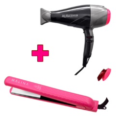 Kit Secador Cabelo 2300w- 110v+ Prancha Malina Pink Titanium na internet