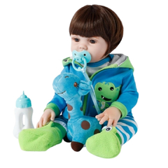 Boneco Bebê Realista Fred 48cm de Silicone Pode dar Banho Com 9 Acessórios Brink+