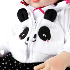 Boneca Bebê Realista Maitê Panda Silicone Pode dar Banho Com 10 Acessórios Brink+