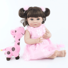 Bebê Reborn Chiquinha Princesa Com Girafinha 40cm - Importados da Malu