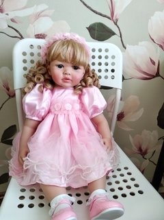 Boneca Bebê Reborn Loira Cacheada 60cm - loja online