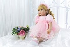 Boneca Bebê Reborn Loira Cacheada 60cm - comprar online