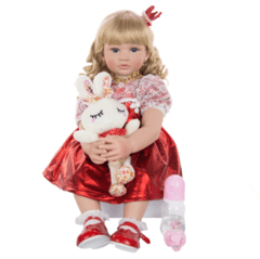 Boneca Bebê Reborn Linda Loira Cacheada 60cm Pronta Entrega - comprar online