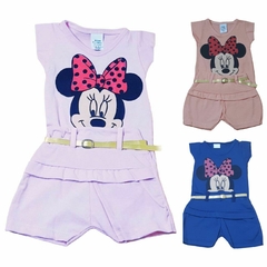 Conjunto Para Bebê Blusa + Short Com Cintinho Estampa da Minnie Várias Cores