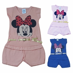 Conjunto Para Bebê Blusa + Short Com Cintinho Estampa da Minnie Várias Cores na internet