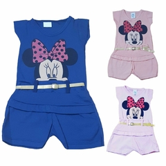 Conjunto Para Bebê Blusa + Short Com Cintinho Estampa da Minnie Várias Cores - comprar online