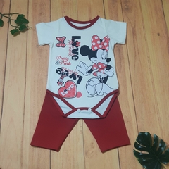 Imagem do Conjunto Para Bebê Body Bory Com Estampa Love Minnie + Calça Escolha Cor REF S206