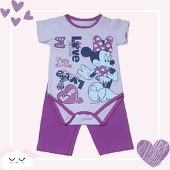 Conjunto Para Bebê Body Bory Com Estampa Love Minnie + Calça Escolha Cor REF S206