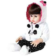 Boneca Bebê Realista Maitê Panda Silicone Pode dar Banho Com 10 Acessórios Brink+ - Importados da Malu