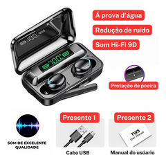 Fone de Ouvido Sem Fio Bluetooth 5.1 Gamer F9-5 TWS À Prova D'Agua E Powerbank Com Microfone Para Atender Ligações - Importados da Malu