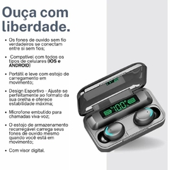 Fone de Ouvido Sem Fio Bluetooth 5.1 Gamer F9-5 TWS À Prova D'Agua E Powerbank Com Microfone Para Atender Ligações - comprar online