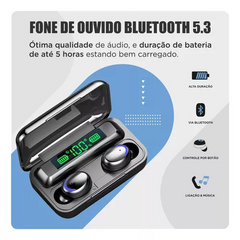 Fone de Ouvido Sem Fio Bluetooth 5.1 Gamer F9-5 TWS À Prova D'Agua E Powerbank Com Microfone Para Atender Ligações na internet