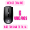 KIT Atacado 6 Mouse Sem Fio Recarrega Por USB Economiza Pilha Silencioso