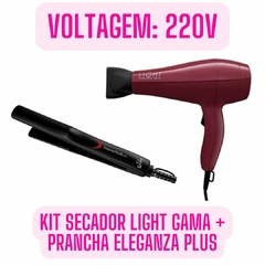 Kit Secador de Cabelo Light Ceramic Ion Motor AC Marsala+ Chapinha Eleganza Gama - loja online