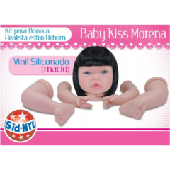 Imagem do Kit Para Boneca Reborn Baby Kiss Completo Com Pernas Braços Cabeça Com Cabelo e Olhos Loira ou Morena Sidnyl