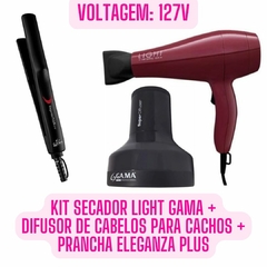 Kit Secador de Cabelo Light Marsala + Chapinha Eleganza Plus + Difusor Gama Universal na internet