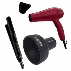 Kit Secador de Cabelo Light Marsala + Chapinha Eleganza Plus + Difusor Gama Universal - comprar online