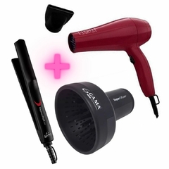 Kit Secador de Cabelo Light Marsala + Chapinha Eleganza Plus + Difusor Gama Universal