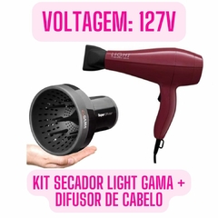 Kit Secador de Cabelo Light Marsala Gama + Difusor Cachos Definidos Secagem Perfeita - loja online