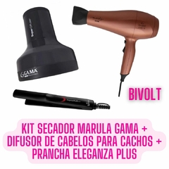 Kit Secador de Cabelo Marula + Chapinha Eleganza Plus + Super Difusor Gama Thermalplus - comprar online