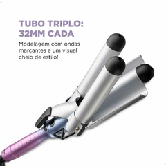 Modelador de Cachos Triondas By Juliette Mondial 180W MCT-JU-03 Qu4tro Elementos Azul Rosa Bivolt - loja online