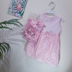 Kit Vestido de Tule, Calcinha e Tiara (3 peças)