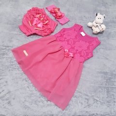 Kit Vestido de Tule, Calcinha e Tiara (3 peças)