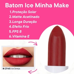 Batom Ice Cereja Matte Acetinado Efeito Frio FPS 8 Longa Duração Minha Make Odorata REF 2740 - loja online