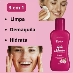 Imagem do Leite Micelar Rosa Mosqueta Limpa Demaquila Hidrata Remove Impurezas da Pele ROSATIV Abelha Rainha 110ml REF 3079