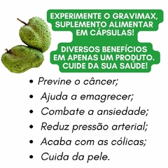 Suplemento Alimentar GRAVIMAX Graviola Vitamina C Diabete Fraqueza Anti Inflamatório 60 cápsulas Empório Saúde REF 1231 - Importados da Malu