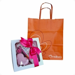 Presente Laço Rosa Caixa Branca+ Sacola Prático Pronto Para Presente Natal Dia Mães Namorada Mulher Amigo Oculto REF T04 - comprar online