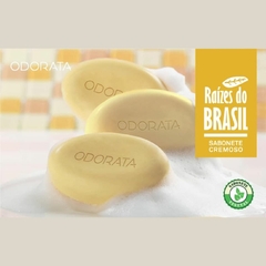 Sabonete Vegetal Cremoso Em Barra Cajá e Andiroba Caixa Com 3 unidades TODA NATURAL Odorata RAÍZES DO BRASIL REF 4490 - comprar online