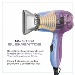 Secador de Cabelo By Juliette 1200W Cabo Dobrável SCT-JU-03 Azul-Rosa Bivolt Mondial na internet