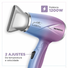 Secador de Cabelo By Juliette 1200W Cabo Dobrável SCT-JU-03 Azul-Rosa Bivolt Mondial - loja online