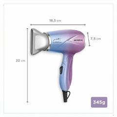 Secador de Cabelo By Juliette 1200W Cabo Dobrável SCT-JU-03 Azul-Rosa Bivolt Mondial - comprar online