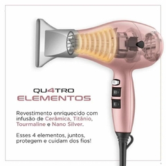 Imagem do Secador de Cabelo By Juliette Golden Rose 2000W SCP-JU-01 Qu4tro Elementos Mondial Com Bocal Difusor de Cachos