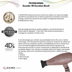 Secador de Cabelo Keration 4D PRO 2500W Super Potente Profissional Rosê/Preto Bivolt Automático Gama Italy na internet