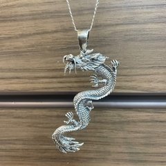 Pingente Dragão Chinês 7X3,8cm Prata Legítima 925 - comprar online