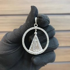 Pingente Nossa Senhora Aparecida 3,2X3,2cm Prata Legítima 925 - comprar online