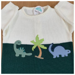 Macacão Dinossauro - Verde e Off White - comprar online