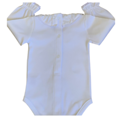 Body Gola de Cambraia com Rendinha - Branco P - Manga Longa - comprar online