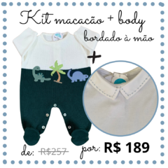 KIT MACACÃO DINOSSAURO com Body Bordado