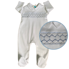 Macacão Baby Pima Zig Zag Branco